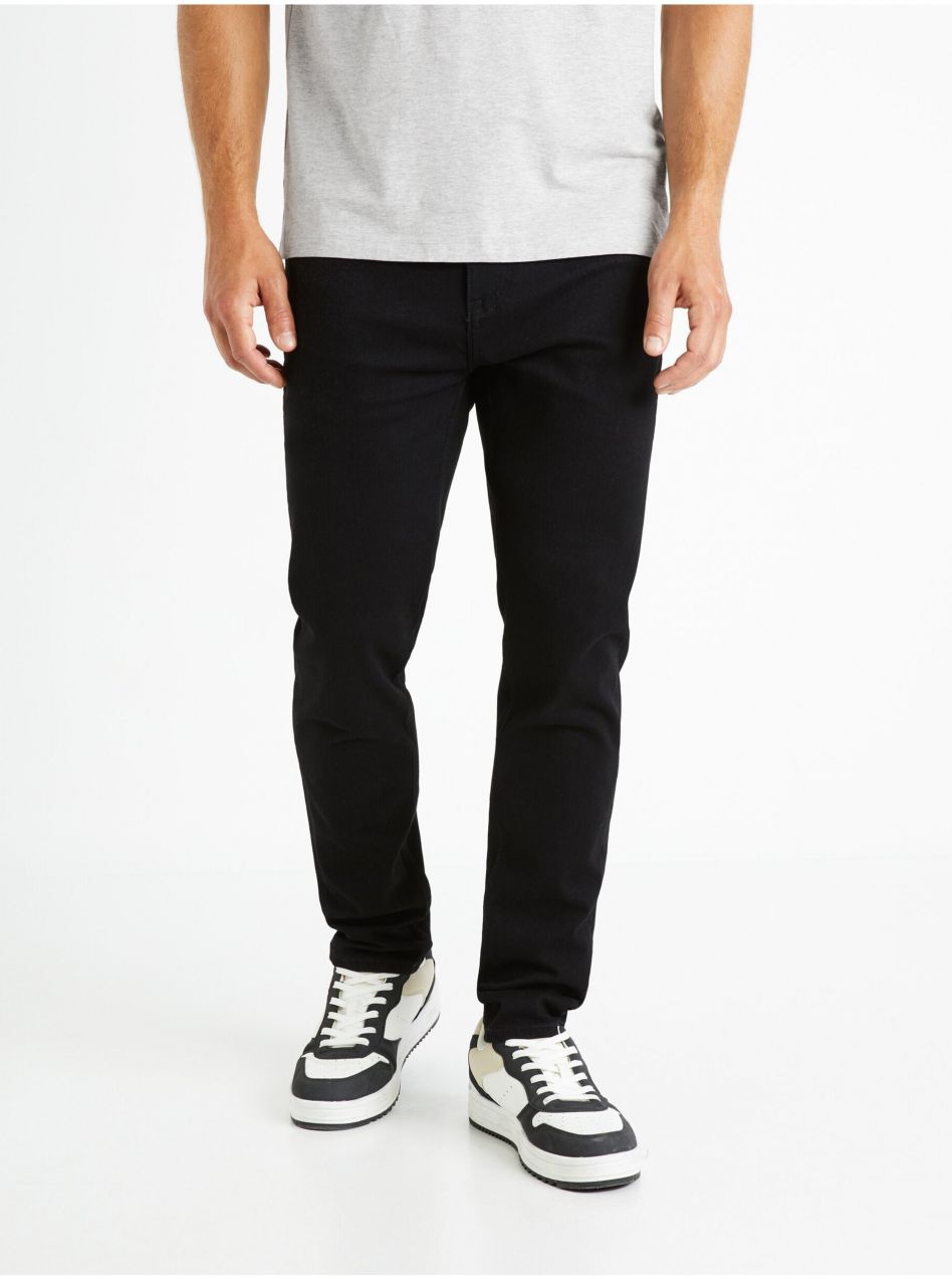 Čierne pánske slim fit džínsy Celio Foslim