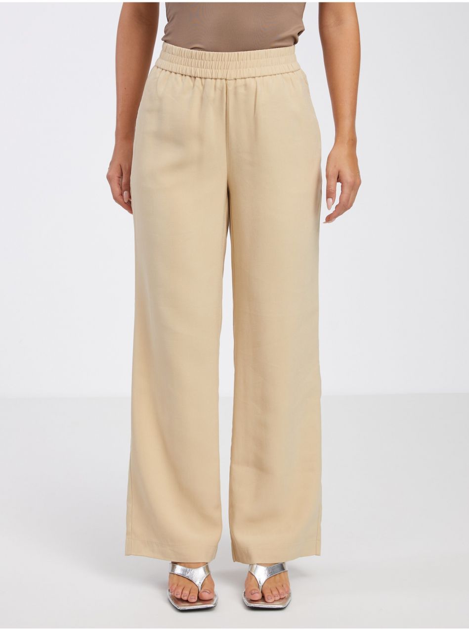 Béžové dámske široké nohavice VERO MODA Carmen