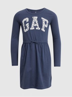 Tmavomodré dievčenské šaty s dlhým rukávom GAP