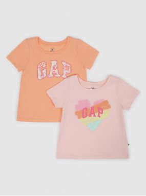 Farebné dievčenské tričká logo GAP, 2ks