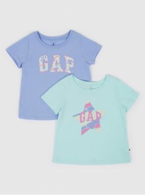 Farebné dievčenské tričká logo GAP, 2ks
