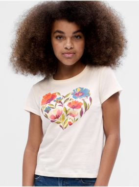 Krémové dievčenské tričko Gap