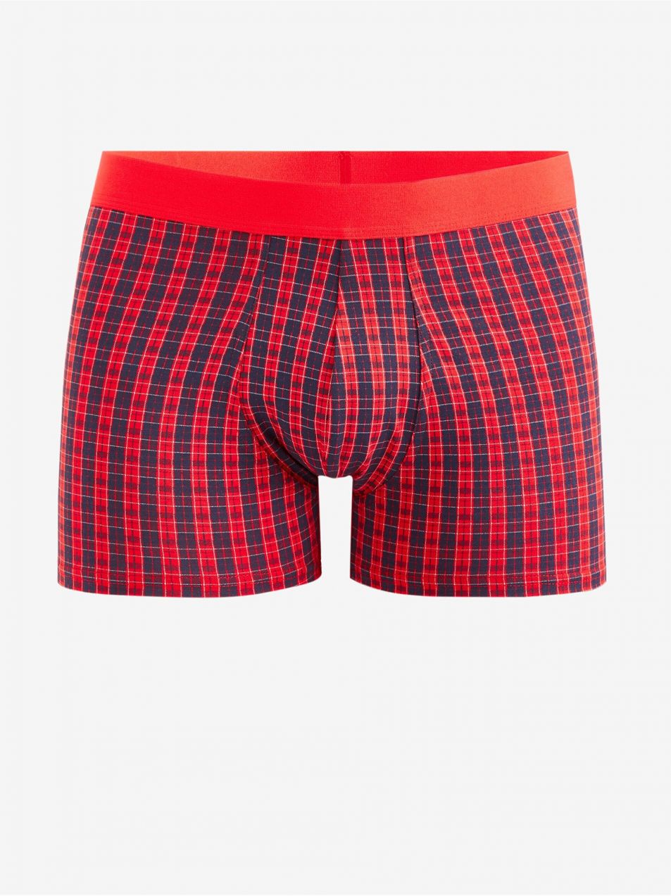 Červené pánske kockované boxerky Celio Fibocar