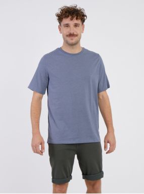 Modré pánske melírované basic tričko Jack & Jones Organic