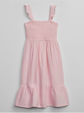 Ružové dievčenské midi šaty s volánom GAP