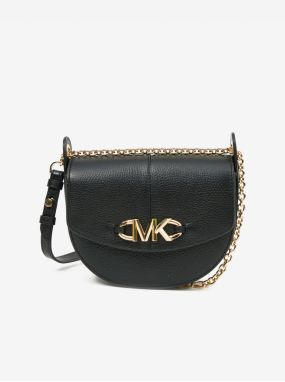 Čierna dámska kožená crossbody kabelka Michael Kors Small Conv Saddle