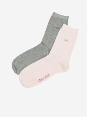 Sada dvoch párov dámskych ponožiek v ružovej a šedej farbe Calvin Klein Underwear