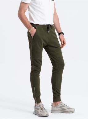 Khaki pánske tepláky Ombre Clothing