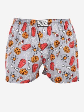 Oranžovo-sivé pánske trenírky Styx Halloween rakvy