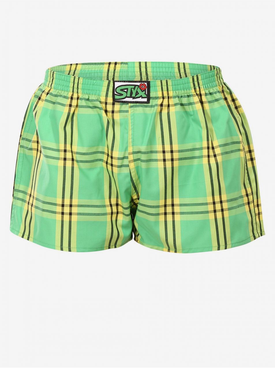 Žlto-zelené dámske kockované trenírky Styx