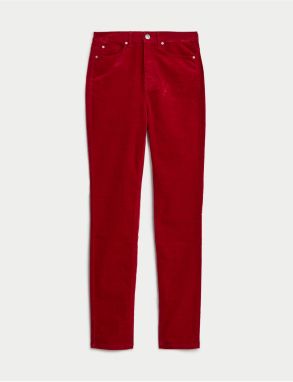 Červené dámske menčestrové nohavice Marks & Spencer