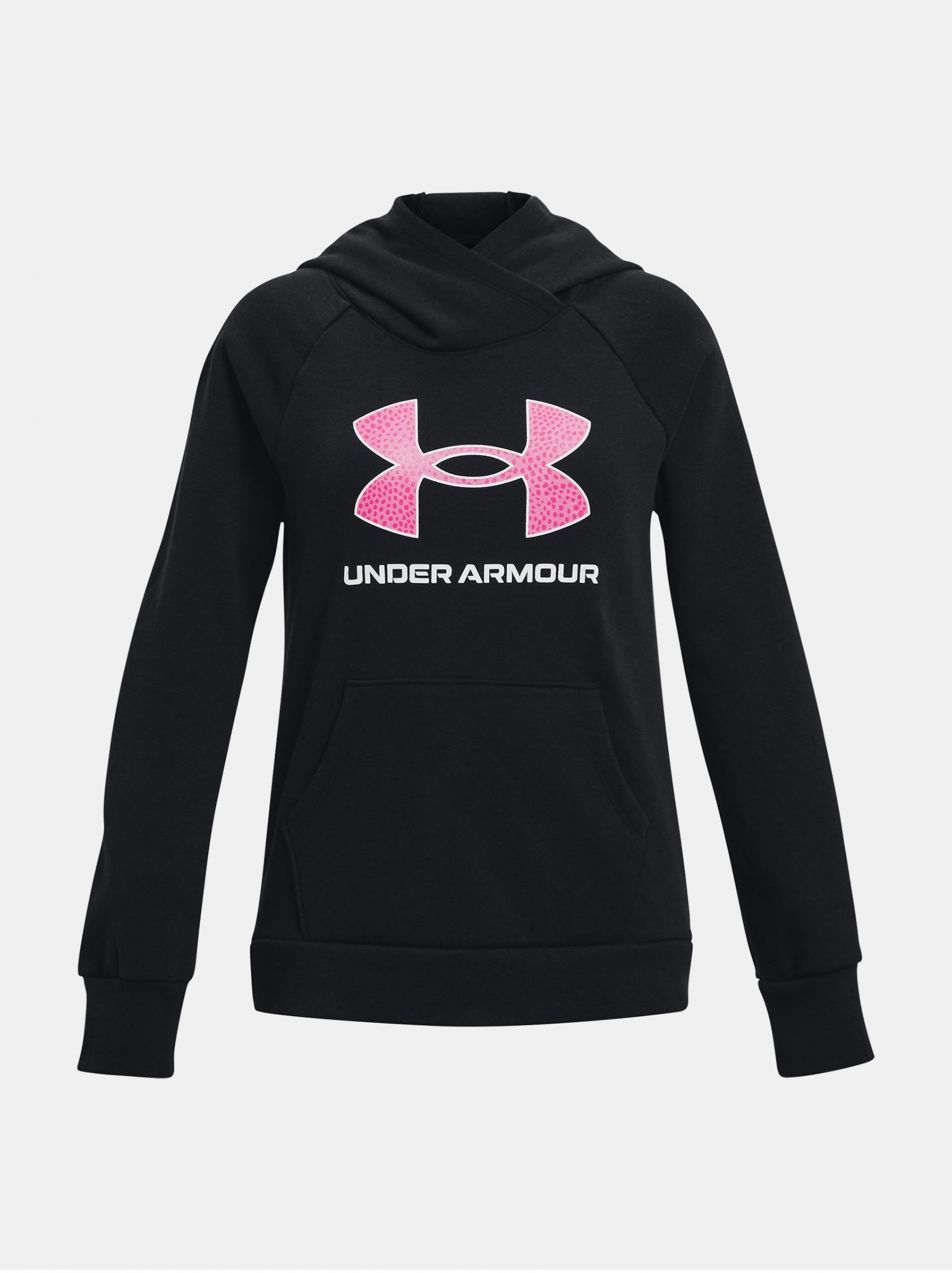 Ružovo-čierna dievčenská športová mikina Under Armour Rival Fleece BL Hoodie