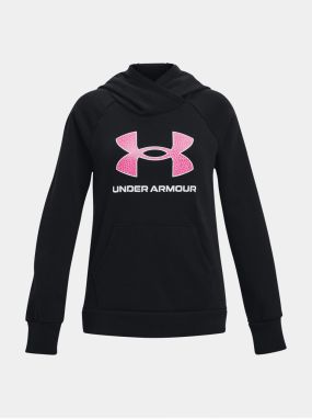 Ružovo-čierna dievčenská športová mikina Under Armour Rival Fleece BL Hoodie