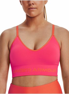 Tmavoružová dámska športová podprsenka Under Armour UA Seamless Low Long Rib -