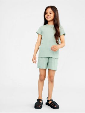 Tmavozelené dievčenské rebrované šortky name it Tara