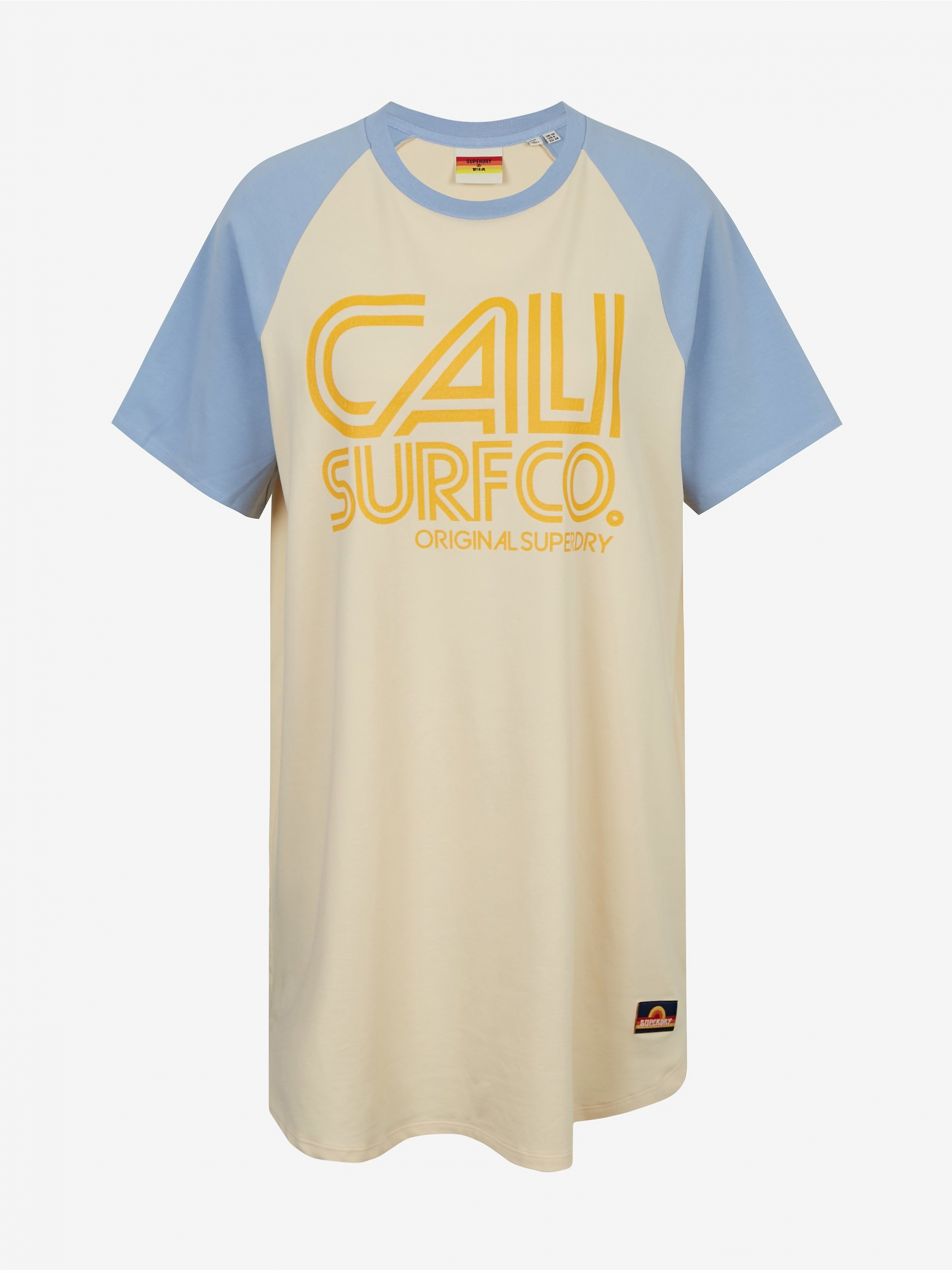 Modro-ružové dámske šaty s potlačou Superdry Cali Surf Raglan Tshirt Dress