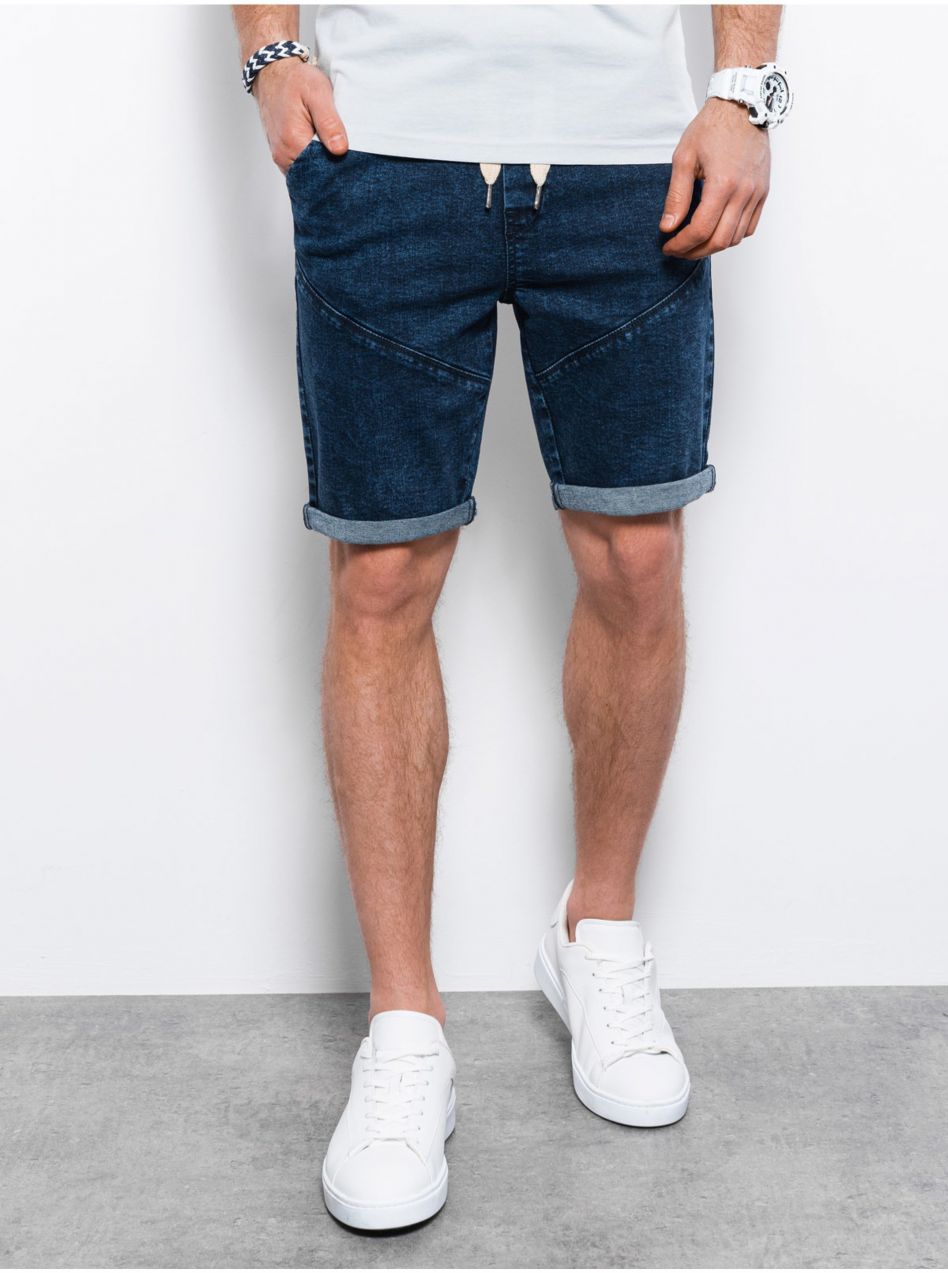 Tmavomodré pánske rifľové šortky Ombre Clothing W361