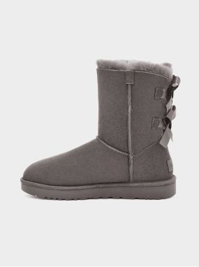 Šedé dámske členkové semišové snehule UGG Bailey Bow II