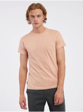 Marhuľové pánske basic tričko Ombre Clothing