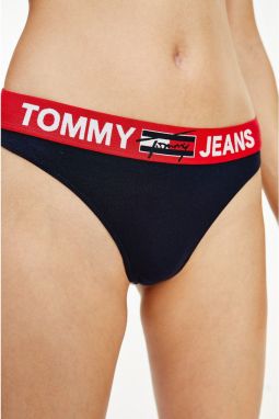 Tommy Hilfiger tmavomodré dámske tangá Thong s červenou gumou