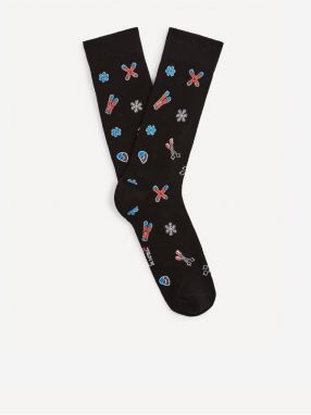 Čierne pánske vzorované ponožky Celio Fisoski2