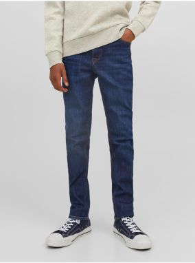 Tmavomodré chlapčenské slim fit džínsy Jack & Jones Glenn