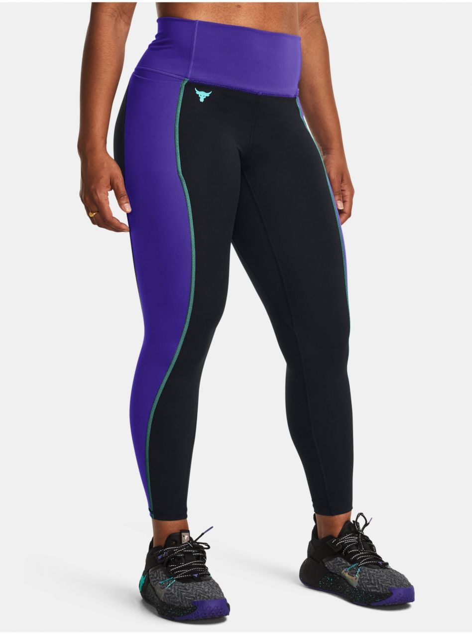 Fialovo-čierne športové legíny Under Armour Pjt Rck LG Clrblck Ankl Lg