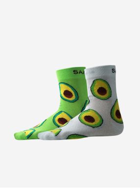 Sada dvoch párov vzorovaných ponožiek v zelenej a bielej farbe SAM 73 Machapo