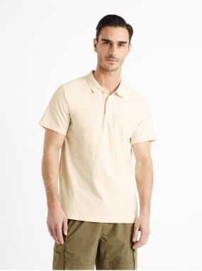 Krémové pánske basic polo tričko Celio Feflame