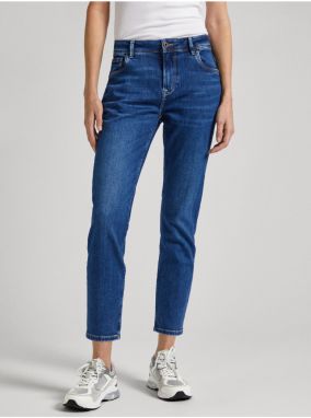 Modré dámske skrátené straight fit Jeans Pepe Jeans