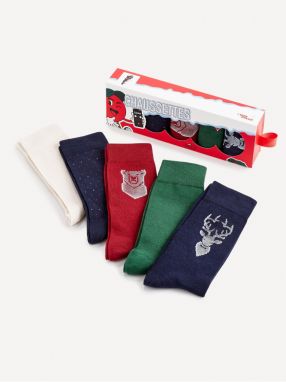 Súprava piatich párov farebných ponožiek v darčekovom balení Celio