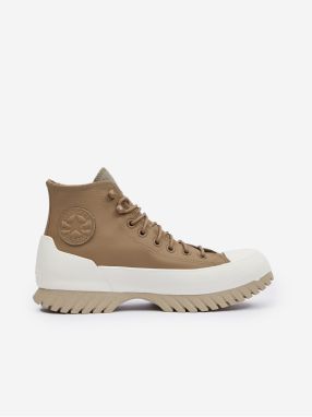 Hnedé kožené členkové tenisky na platforme Converse Chuck Taylor All Star Lugged 2.0