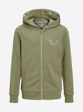 Zelená chlapčenská mikina na zips s kapucňou Jack & Jones Crayon