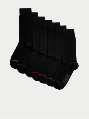 Sada siedmich párov pánskych ponožiek v čiernej farbe Marks & Spencer Cool & Fresh™