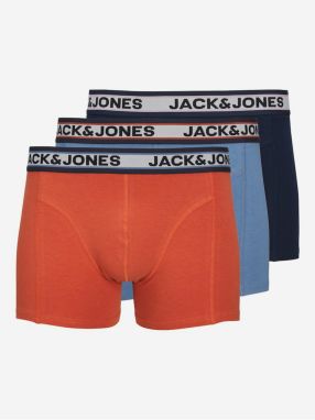 Súprava troch pánskych boxeriek v modrej a oranžovej farbe Jack & Jones