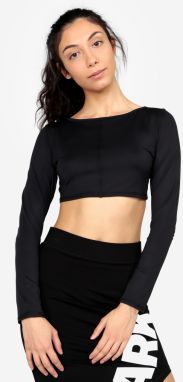 Čierny crop top s potlačou a prekladaným zadným dielom Ivy Park
