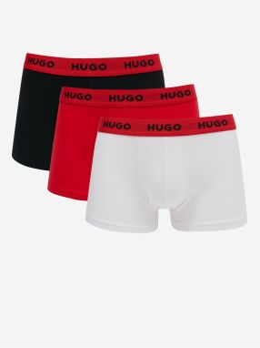 Súprava troch pánskych boxeriek v čiernej, červenej a bielej farbe HUGO