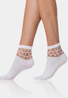 Biele dámske ponožky s ozdobným detailom Bellinda TRENDY COTTON SOCKS