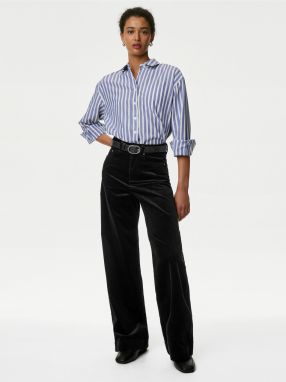 Čierne dámske široké menčestrové nohavice Marks & Spencer