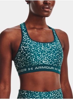 Petrolejová vzorovaná športová podprsenka Under Armour Crossback Mid Print