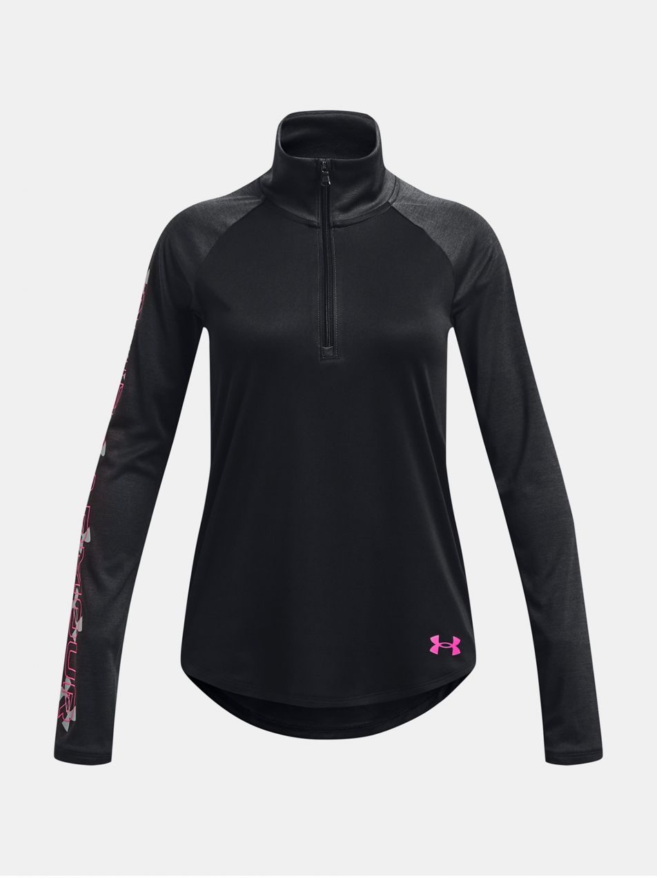 Čierne dievčenské športové tričko Under Armour UA Tech Graphic 1/2 Zip
