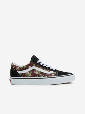 Vínovo-čierne dámske tenisky so semišovými detailmi VANS Old Skool