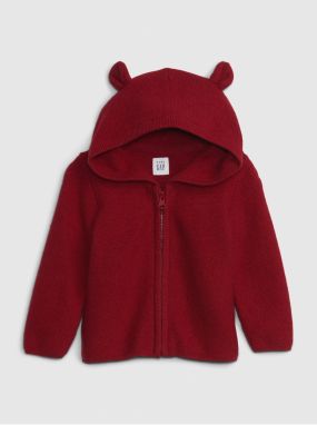 Bordový detský sveter na zips s kapucňou GAP CashSoft