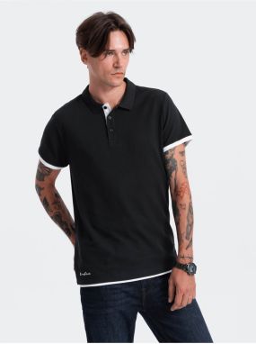 Čierne pánske polo tričko Ombre Clothing