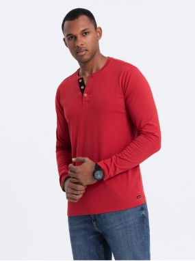 Červené pánske tričko s gombíkmi Ombre Clothing HENLEY