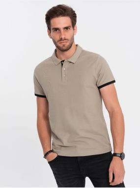 Svetlo hnedé pánske polo tričko Ombre Clothing