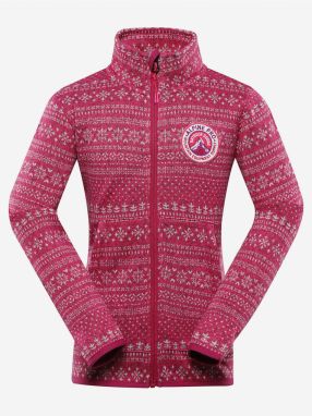 Tmavo ružový dievčenský sveter na zips ALPINE PRE ZEGO