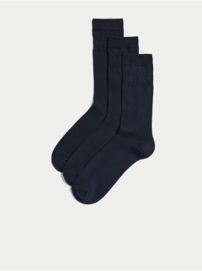 Sada troch párov pánskych ponožiek v tmavomodrej farbe Marks & Spencer