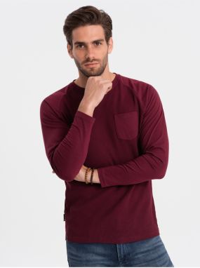 Bordové pánske basic tričko s vrecúškom Ombre Clothing