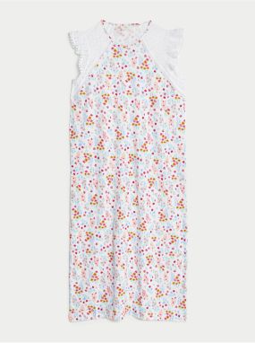 Biela dámska kvetovaná nočná košeľa s volánikmi Marks & Spencer